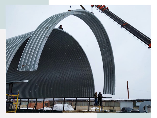 Полукруглые ангары в Черняховске